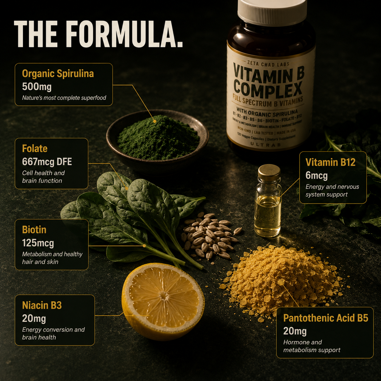 Ultra B II Full Spectrum B Vitamin Complex Infused with Spirulina