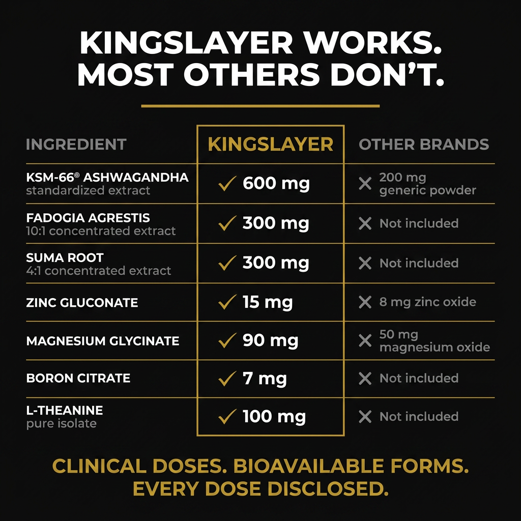Kingslayer II Testosterone Booster with KSM-66 and Fadogia Agrestis