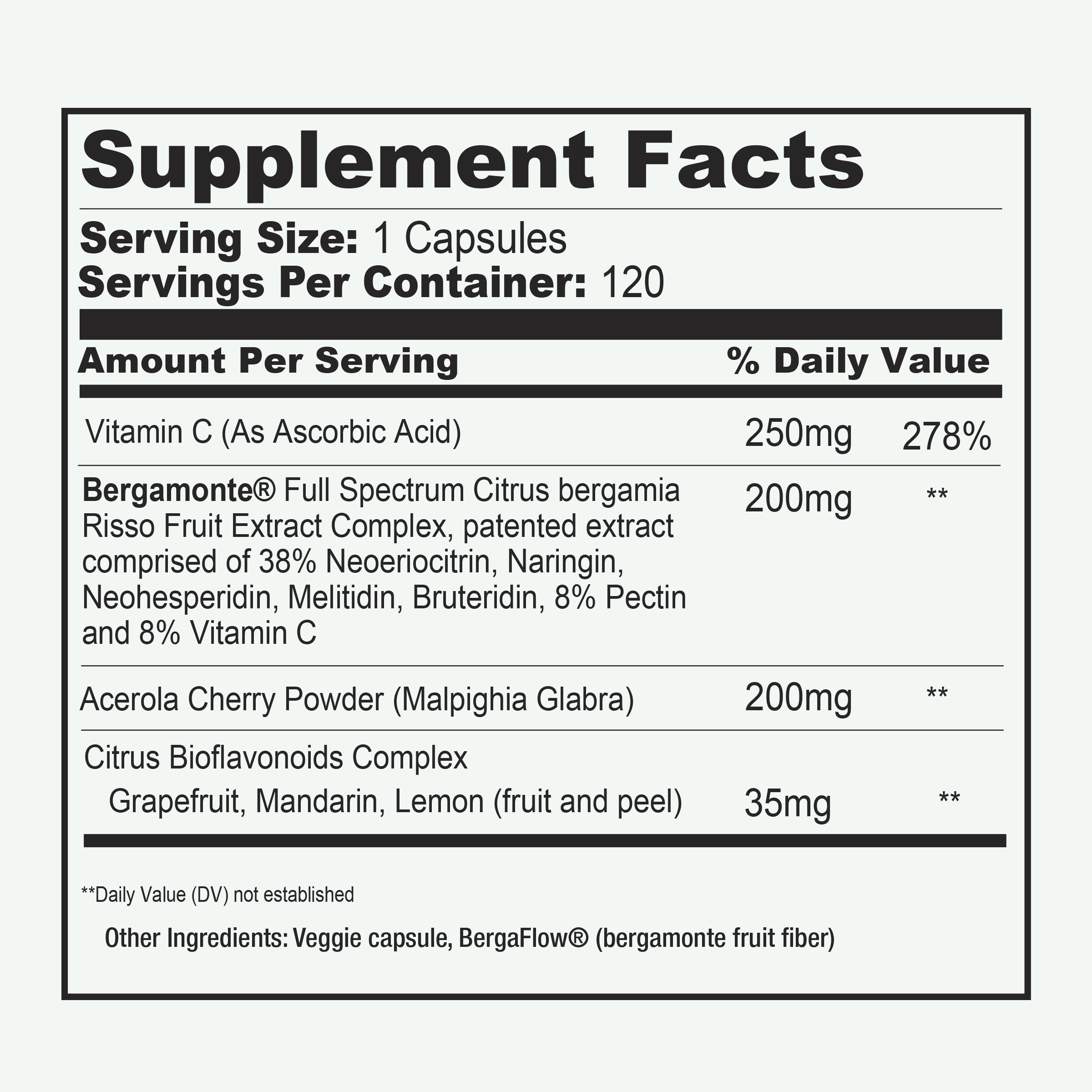 Ultra C II Vitamin C Complex with Acerola Cherry, Citrus Bioflavonoids, and Bergamonte® (Citrus Beramia Risso Extract)